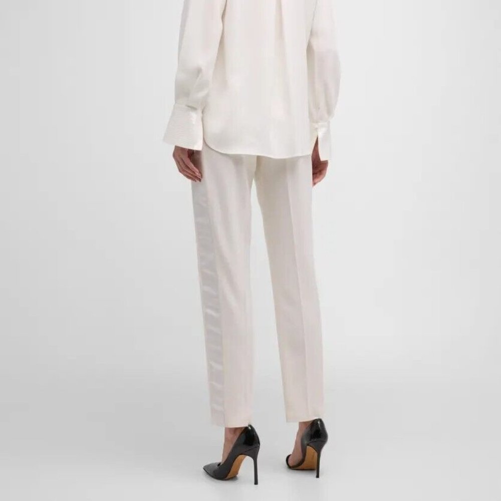 Kobi Halperin Bonnie Sequin-Embellished Straight-Leg Pants Ivory Size 6
